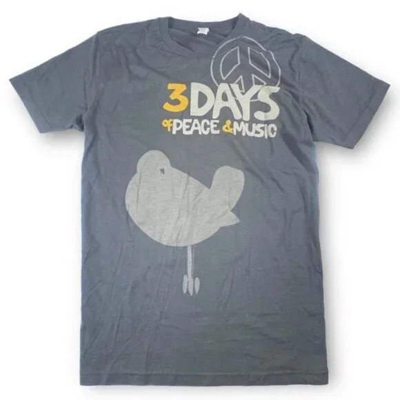 NWOT Woodstock 3 Days Of Peace & Music Tee Shirt Gray, Size Large - Picture 1 of 3